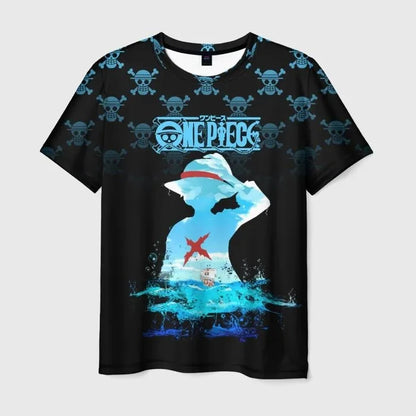 2526 New Bandai Anime One Piece Luffy Summer Jersey T-shirt Oversized 3D Adult and Children's Multifunctional Top Christmas