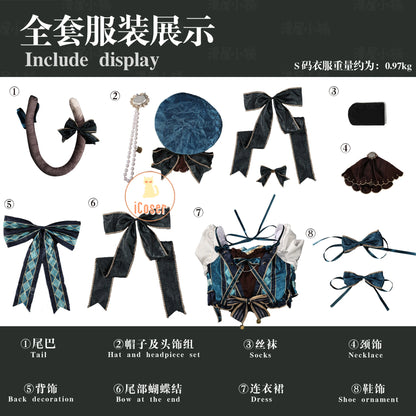 Genshin Impact Lynette Cosplay Costume Wig Uniform Dress Hat Tail Magician Skirt Lyney Fontaine Halloween Party for Women Props