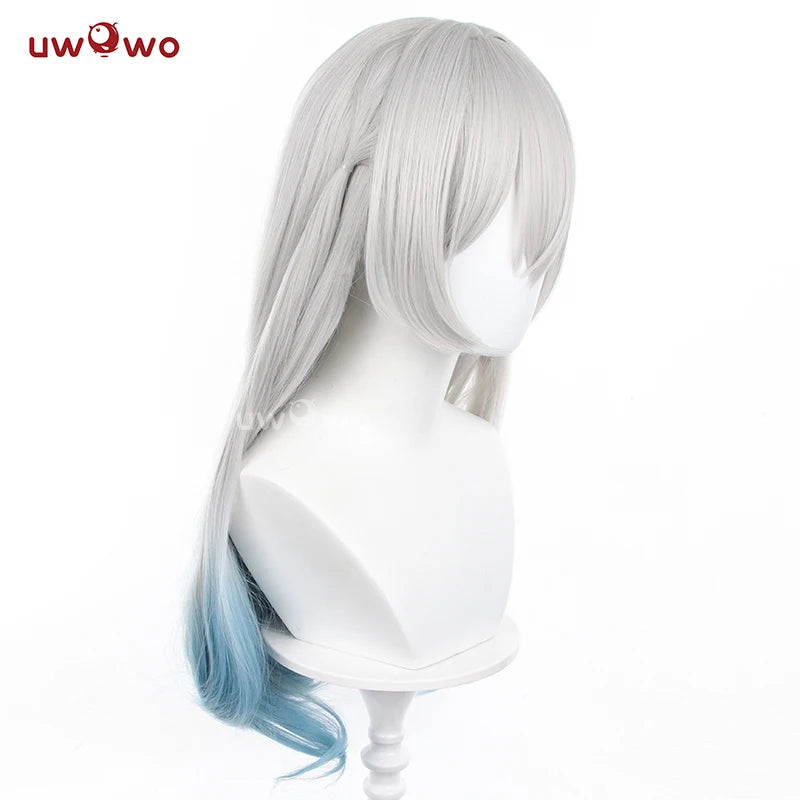 UWOWO Honkai Star Rail Firefly Cosplay Wig Long hair Grey Blue 60CM Hair Wig