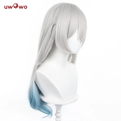 UWOWO Honkai Star Rail Firefly Cosplay Wig Long hair Grey Blue 60CM Hair Wig