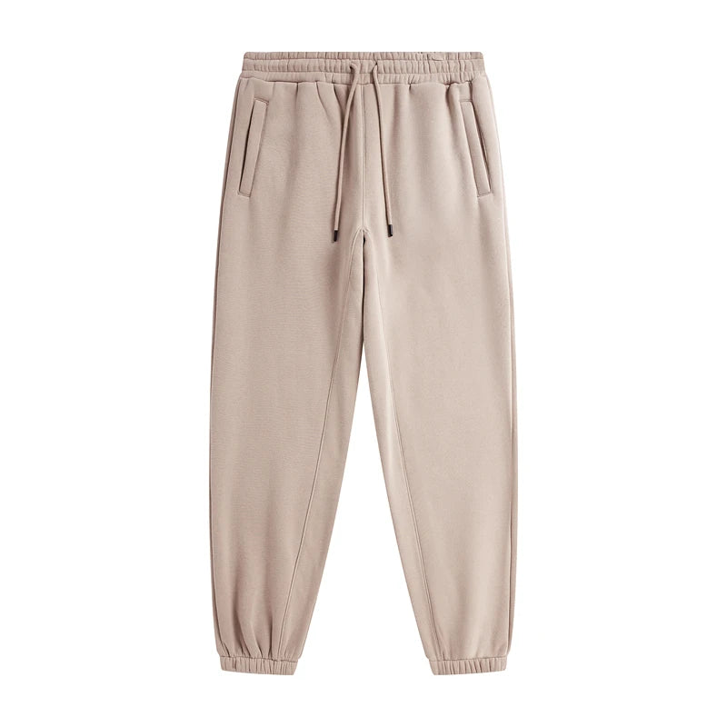 ZODF Unisex 345gsm Fleece Sweatpants Loose Fit Retro Hip Hop Winter Joggers HY0005 - Grey Pink / L / China Mainland