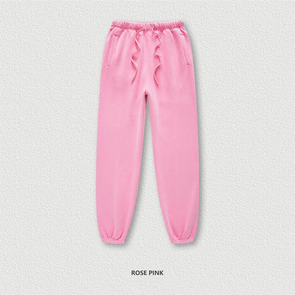 ZODF 2025 Autumn Winter Men’s Washed Fleece Sweatpants 355gsm Loose Retro Joggers Streetwear HY0653 - Rose Pink / S