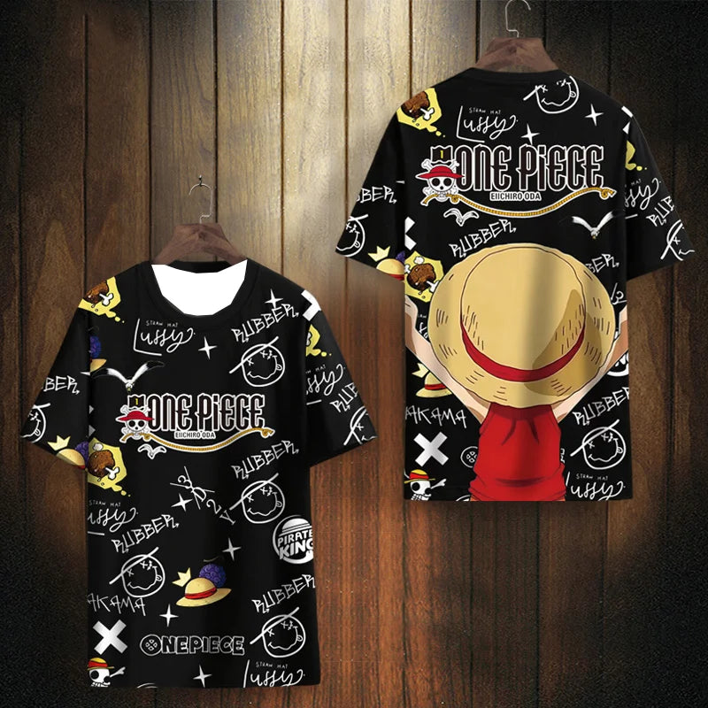 One Piece Anime Y2k Korean Style Kpop Fashion Baseball Hockey Unisex Tops Tees Vintage Retro Series Anime Full Printing T-shirt