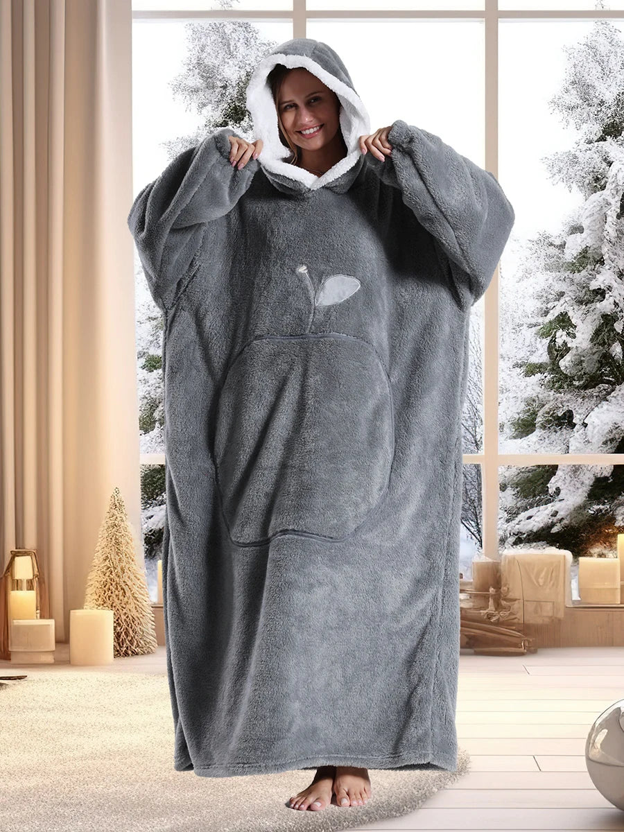 Women Hoodies Autumn Winter Extra Long Oversized Loungewear Clothes Couple Hoody Pajamas Warm Blanket Hoodie Plush Men Homewear