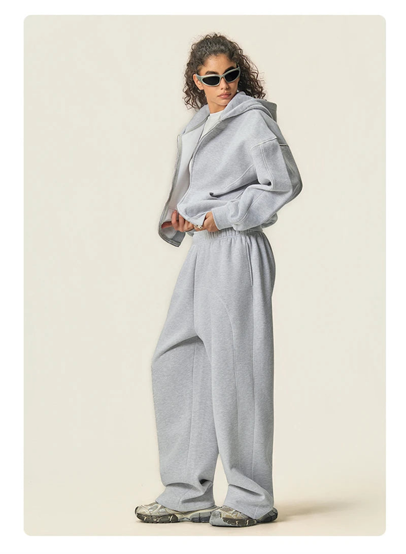 ZODF New Winter 350gsm Man Fleece Boxy Fit Zipper Hoodie Unisex Hip Hop Solid Warm Hooded Coat Brand Jackets HY0034