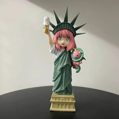 Anime Spy×Family Action Figures Anya Forger Cute Statue de la liberté figurine Model Toys PVC Collectible Ornament Birthday Gift