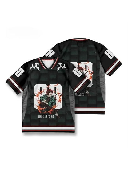Demon Slayer Tanjiro Kamado Anime Series Number 88 Jersey Oversize Kpop Baseball Hockey Outfit T-shirt Daily Unisex Tops Tees