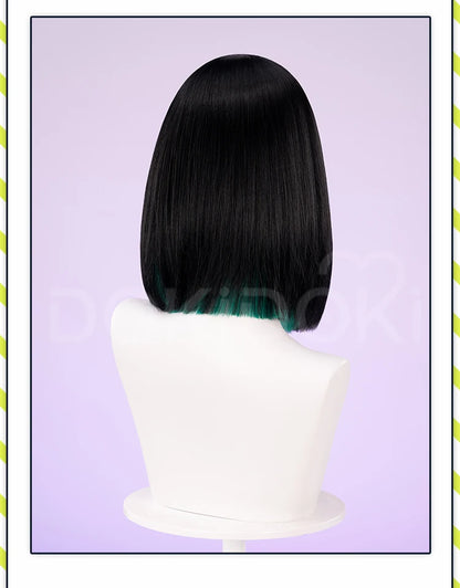 IN STOCK SUA Wig Anime Cosplay Wig Alien Stage DokiDoki Women 35cm Black Short Hair Ear Clips Heat Resiatant Hair Free Wig Cap