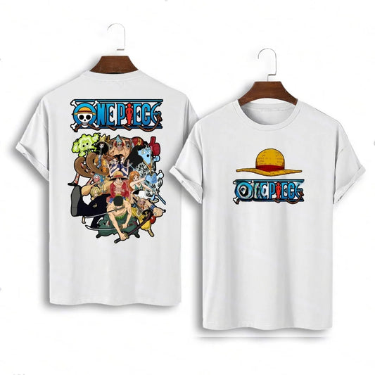 2526 New Bandai Anime One Piece Luffy Summer Jersey T-shirt Oversized 3D Adult and Children's Multifunctional Top Christmas
