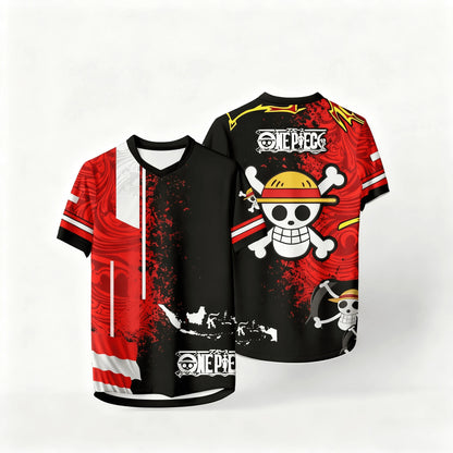 Summer Casual Jersey One Piece Anime Korean Style Kpop Baseball Hockey T-shirt Fashion Streetwear Anime Daily Unisex Tops Tees