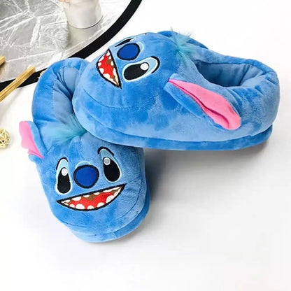 Disney Stitch Cotton Slipper Anime Cartoon Winter Warm Indoor Shoes Toys Plush Stuffed Home Slippers Woman Girl Christmas Gifts