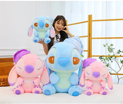 80cm Large Big Size Disney Stitch Sleeping Cute Anime Plush Stuffed Doll Room Plushies Pillow Ornaments Children's Holiday Gifts