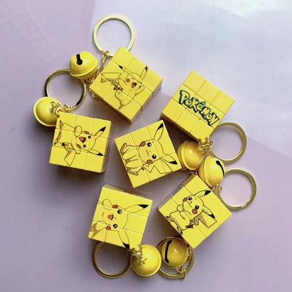 Pokemon Pikachu Mini Rubik's Cube Keychain Pendant Cute School Bag Pendant Thinking Cartoon Puzzle Kawaii Children Toys