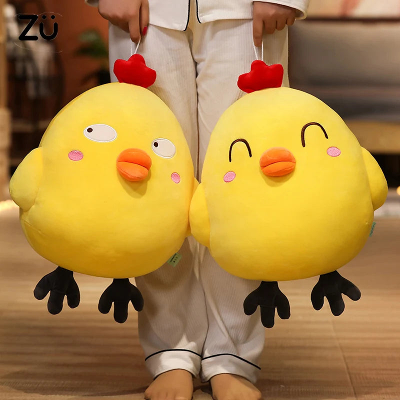 Happy Funny Face Cute Chicken Plush Toy Kawaii Soft Chicken Plushies Large Hug Pillow Girl Gift