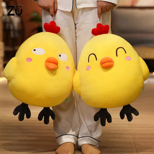 Happy Funny Face Cute Chicken Plush Toy Kawaii Soft Chicken Plushies Large Hug Pillow Girl Gift