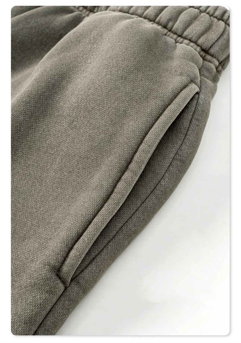 ZODF Retro 2025 Winter Washed Fleece Straight Pants For Men Unisex Loose 360gsm Knitted Warm Soft Trousers Brand Clothes HY0869