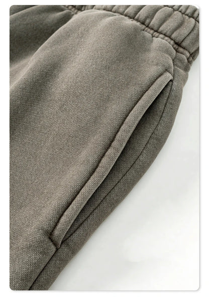 ZODF Retro 2025 Winter Washed Fleece Straight Pants For Men Unisex Loose 360gsm Knitted Warm Soft Trousers Brand Clothes HY0869