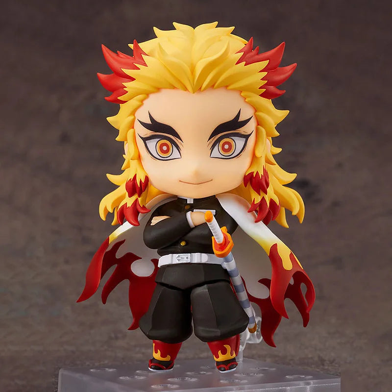 10CM Anime Demon Slayer Kimetsu No Yaiba Rengoku Kyoujurou Action Figures Q Version PVC Joint replaceable Figure Model Toy Gift