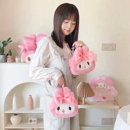 Sanrio My Melody Cosmetic Bag Lovely Plush Bag Handbag Large Capacity Coin Purse Cosmetic Storage Bag Messenger Bag Gifts Girl