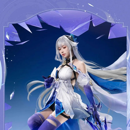 iCoser Genshin Impact Skirk Cosplay Costume Wig Dress New Skin Uniform Headwear Metal Props Halloween Party Women Girls Carnival