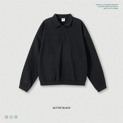 ZODF Casual 2025 Autumn 445gsm Sweatshirt For Man Unisex Turn Down Collar Solid Fleece Pullovers Winter Coats HY1111