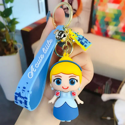 Anime Disney Cartoon Gummed Girl Mermaid Princess Keychain Cute Snow White Alice Keyring Bag Accessories Gift Keychain Wholesale