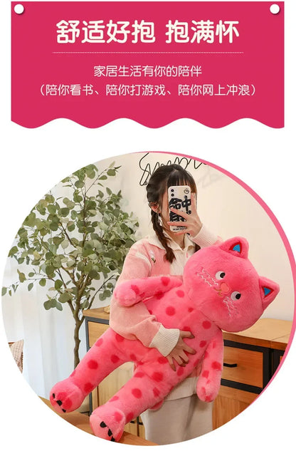 Cute Polka Dot Cat Plushie Doll Internet Famous Plush Toy Cat Doll Pillow Cushion for Girls Sleeping Gift Charming Skin-Friendly