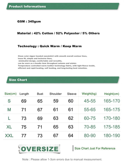 ZODF Fashion Winter Men Warm Zipper Fleece Hoodies Unisex Loose Basic 345gsm Knitted Hooded Hoodie Coats HY0904