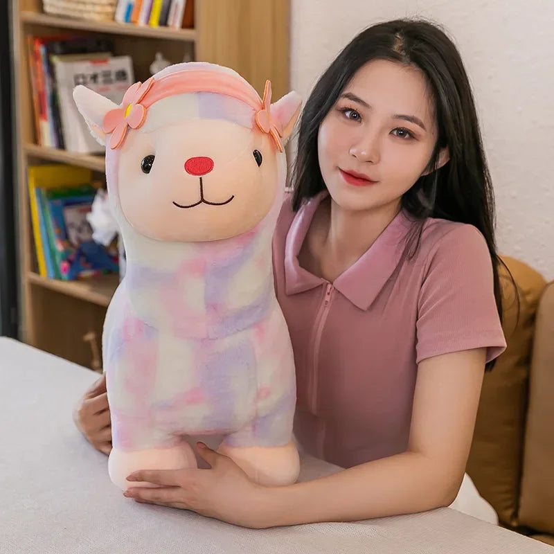 35-45cm Kawaii Fantastic Rainbow Colorful Plush Alpaca Stuffed Animals Doll Decoration Birthday Gifts Soft Pillow Children Gift