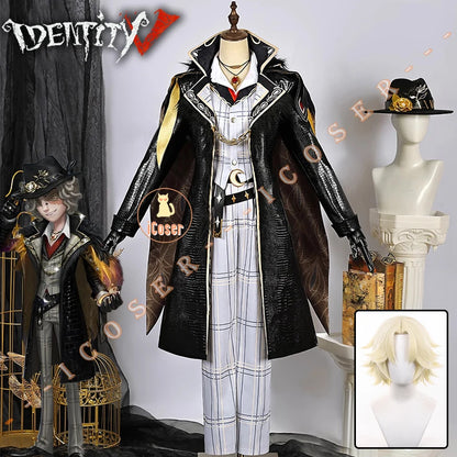 Identity V Prospector Cosplay Costume Norton Campbell Uniform Hat Glasses Bird of Prey Rings Halloween Party for Women Men Props