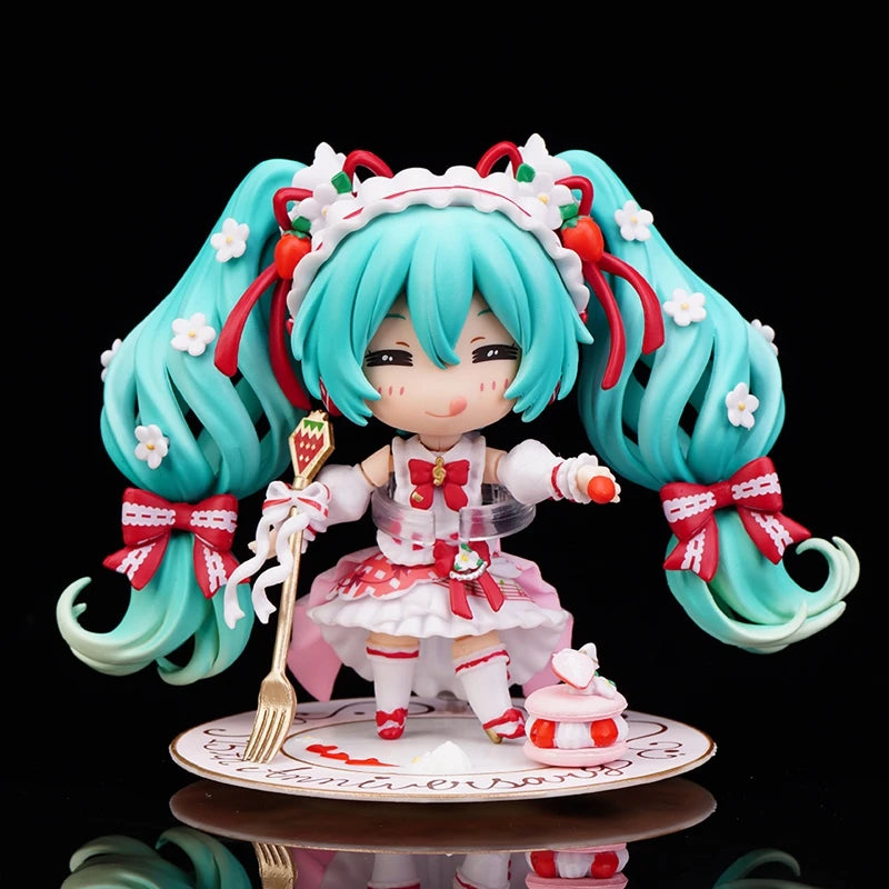 10cm/3.94in #1939 Hatsune Miku Anime Figure 15th Anniversary Strawberry Miku Action Figure #1940 Miku Collection Model Doll Toys