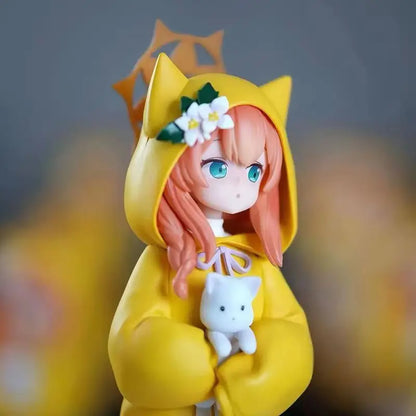 New Blue Archive Iroha Marie Figure Cat Ear Hoodie Anime Girl PVC Model Desktop Decoration Collectible Cute Toy Fans Gift 19cm