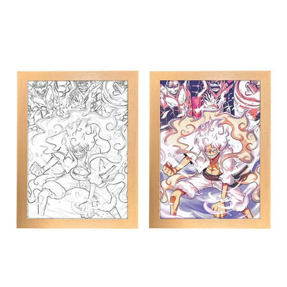 One Piece Creative Photo Frame Night Light Toy Anime Character Luffy Zoro Night Light Bedside Decoration Painting Christmas Gift