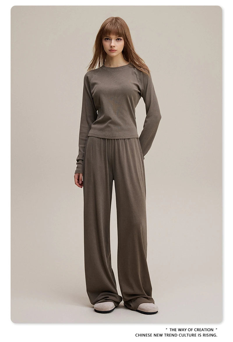 ZODF Sexy Autumn Washed 275gsm Full Sleeve T Shirt For Women Ladies Girls Slim Fit Distressed T-Shirts Tops HY1145