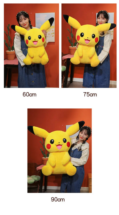 30/45/60/75CM Pokémon Short Fur Pikachu Plush Pet Pocket Monster Kawaii Cartoon Animal Comfortable Soft Doll Children Toy Gift
