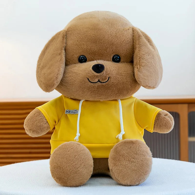 Kawaii Plush Dog Stuffed Animal Toy Hoodie Puppy Doll for Girls Soft Comforter Kids Birthday Christmas Gift Living Room Decor