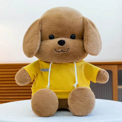 Kawaii Plush Dog Stuffed Animal Toy Hoodie Puppy Doll for Girls Soft Comforter Kids Birthday Christmas Gift Living Room Decor