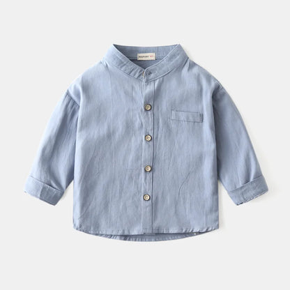 Baby Clothes Boys Shirts Buttons Soft Cotton Fall Kids Blouse Boutique Infantil 1 to 2 3 4 5 6 Yrs Casual White Blue Yellow Tops