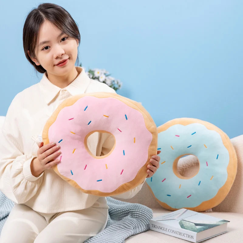 ZU 38cm Sweet Buns Donut Soft Toy Stuffed Cream Doughnut Plush Pillow Simulation Food Sofa Chair Cushion Kids Girl Gift