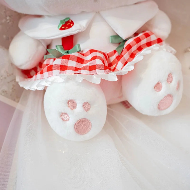 Sanrio Cartoon Plush Toy Kawali Strawberry My Melody Soft Stuffed Doll Pendant Keychain Toys Girl Kids Xmas Gift