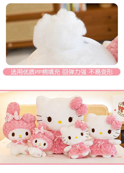 30cm/60cm Aoger Hello Kitty Kawaii Rose My Melody Cartoon Stuffed Animals Soft Plush Doll Companion Toy Children Birthday Gift