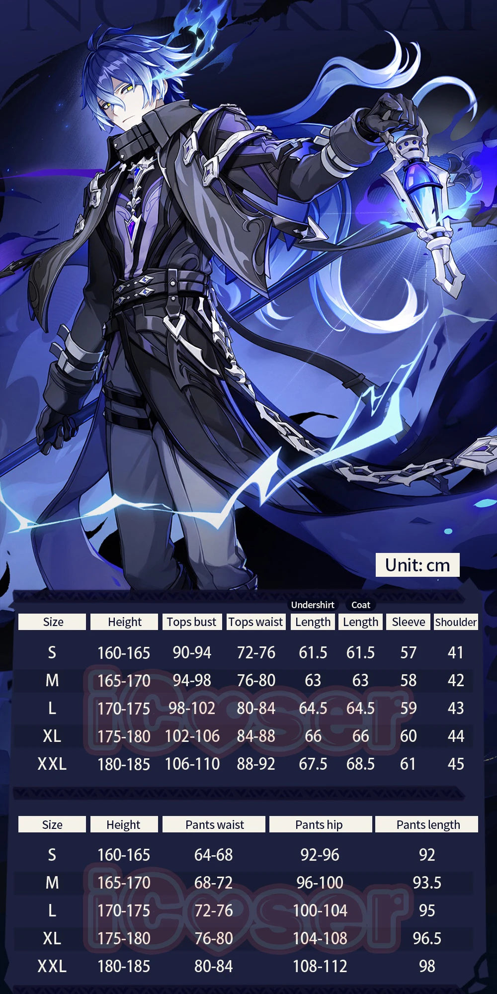 Genshin Impact Kyryll Chudomirovich Flins Cosplay Costume Wig Uniform Outfit Metal Accessory Halloween Party for Women Men Props