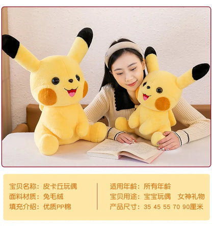 35-70CM Big Size Sitting Pikachu Plush Pokemon Cartoon Anime Peluche Kawaii Ornament Stuffed Animal Children's Toys Gifts