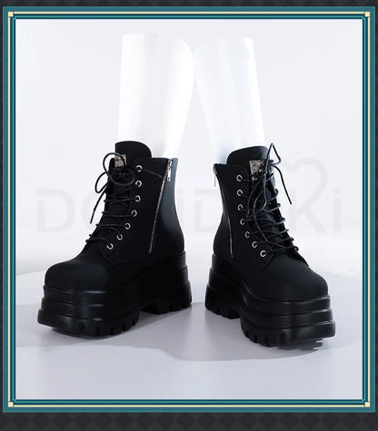 IN STOCK Women Cosplay Props 18cm Heightening Shoes DokiDoki Women Daily 12cm 11cm 18cm 22cm Black White Boots Shoes Halloween