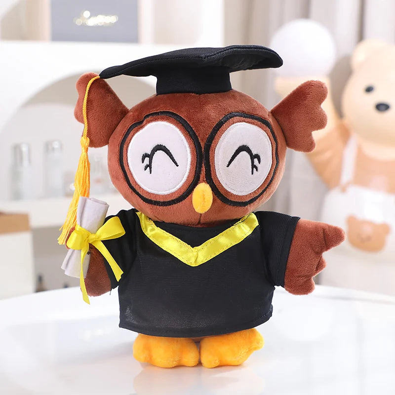 2025 Graduation Gift Stuffed Animal Plushies Capybara Bear Dog Soft Toy Cute Plush Owl with Bachelor's Gown Doctoral Cap