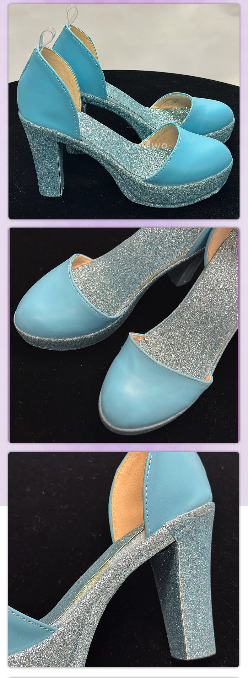 UWOWO Bloomm S4 Cosplay Shoes Fairy Wings Cosplay Shoes High Steel Blue Shiny Shoes