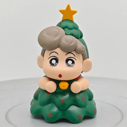 Christmas Anime Crayon Shin chan Figurine Santa Claus Spy Family Anya Action Figures Dolls Model Toys PVC Collectible Ornament