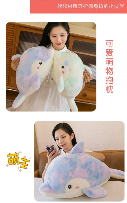 50-80cm Kawaii Fantastic Rainbow Colorful Plush Dolphin Stuffed Animals Doll Decoration Birthday Gifts Soft Pillow Children Gift