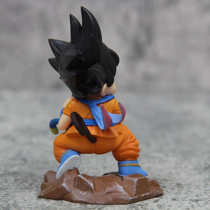 Dragon Ball Childhood Little Goku Hugs Puer Ya Mu Tea Little Follower Figure Doll Pvc Model Statue Collection Toys Ornamen Gift
