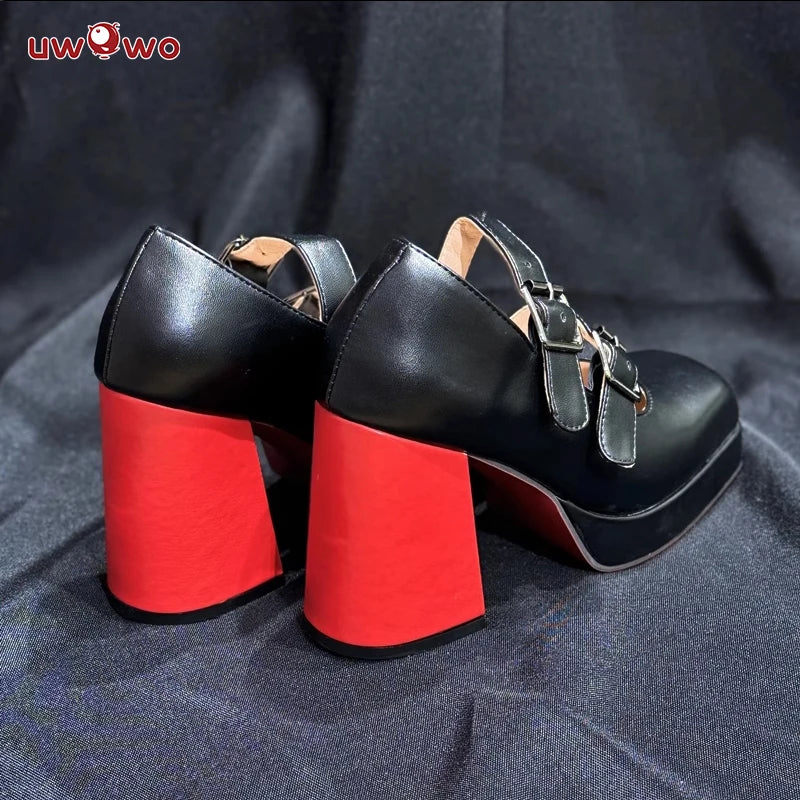 UWOWO  Game Zenless Zone Zero Cosplay /ZZZ Cosplay Ellen Joe Maid Cosplay Shoes Black Red High Heel Shoes Size 35-45